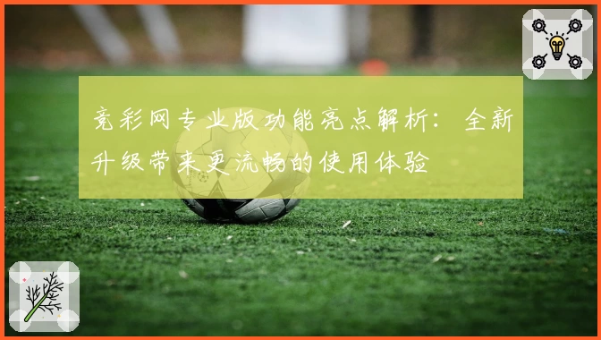竞彩网专业版功能亮点解析：全新升级带来更流畅的使用体验